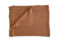 Camel lace knitted blanket