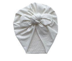 Knit white bow turban