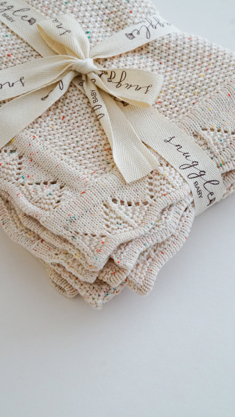 Cream confetti knitted blanket