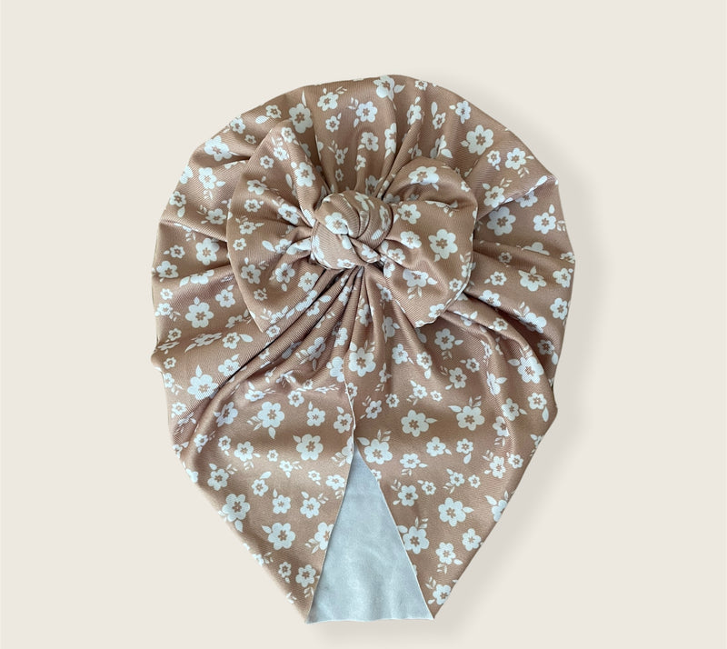 Camel floral bow turban