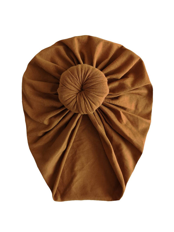 Tan cotton turban hat