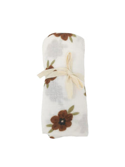 Brown floral muslin blanket